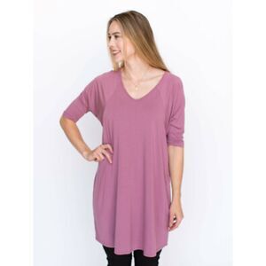 Agnes & Dora Women’s L Mauve Oversized Tunic Dress Dolman Sleeve Modal